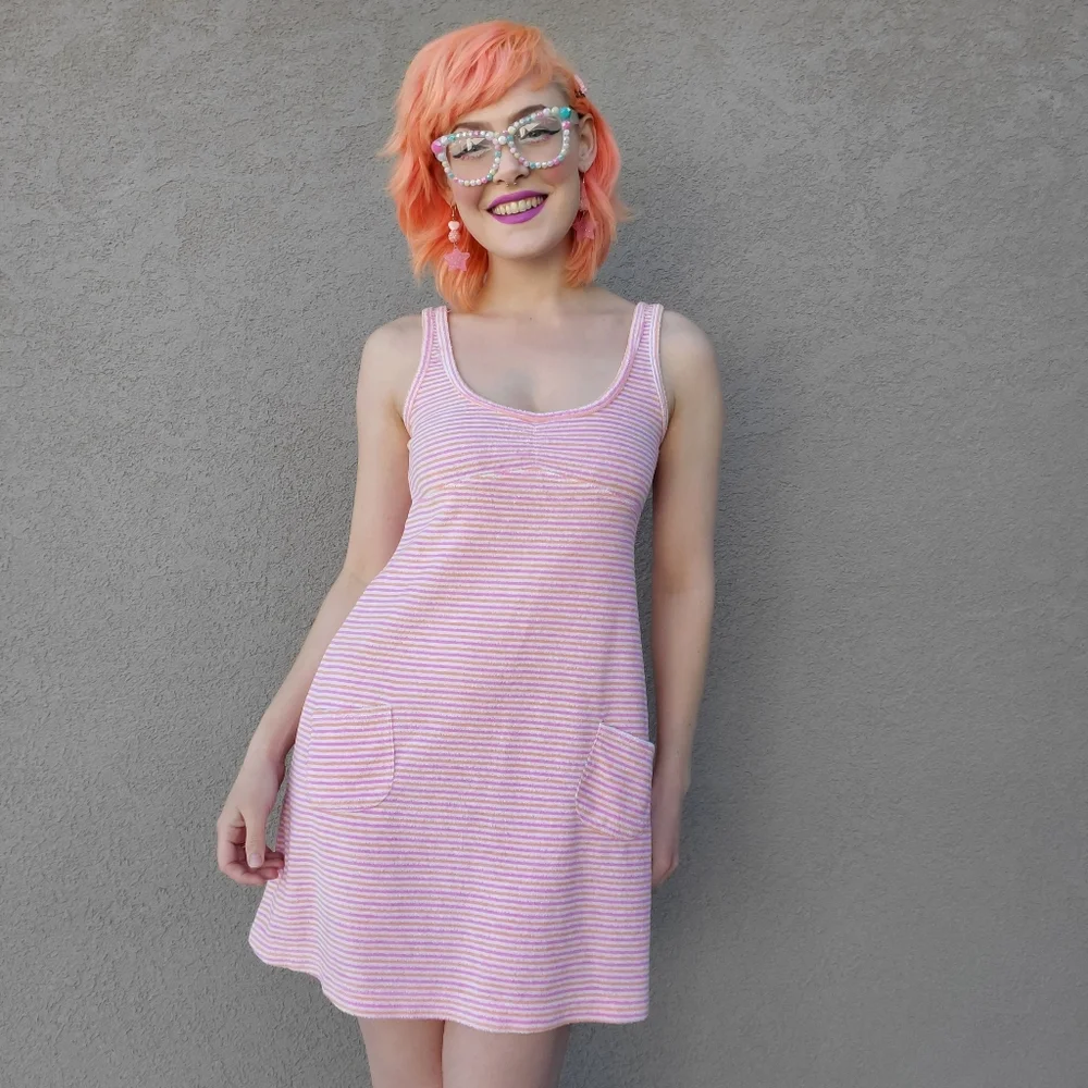 Lilly Pulitzer Terrycloth Pink Mini Dress Swim Cover Up Summer - Picture 10 of 11